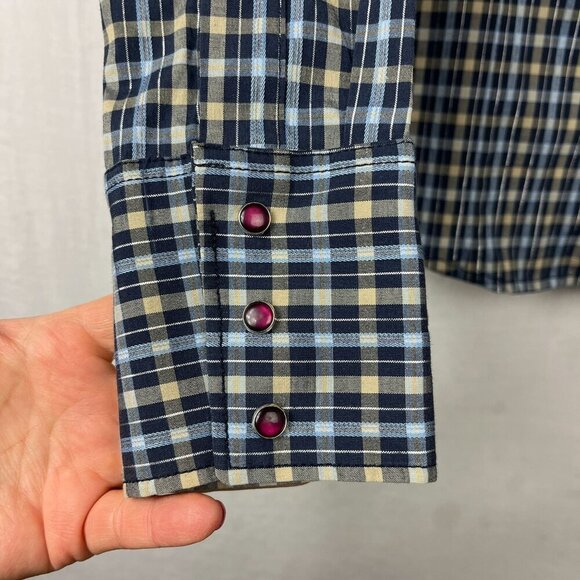 Rodeo Carte Pearl Snap Plaid Western Shirt Womens XL Vintage Embroidered Cowgirl - Picture 6 of 13